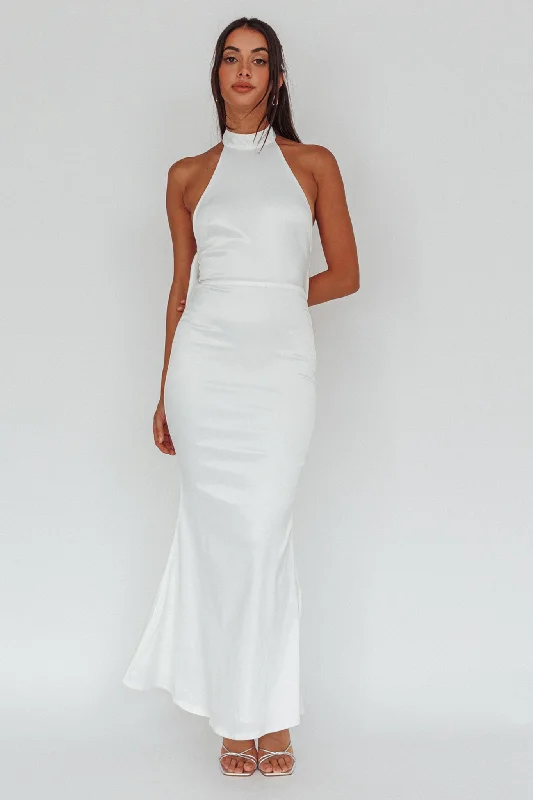 Fifth Avenue Bow Back Maxi Dress White Earthy Women's Hemp - based