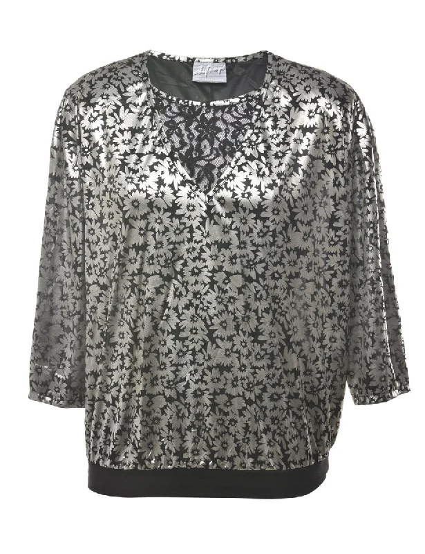 Floral Evening Top - L Geometric