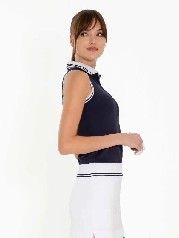 Phoebe Sleeveless Polo	- Midnight/White Traditional Women's Wool