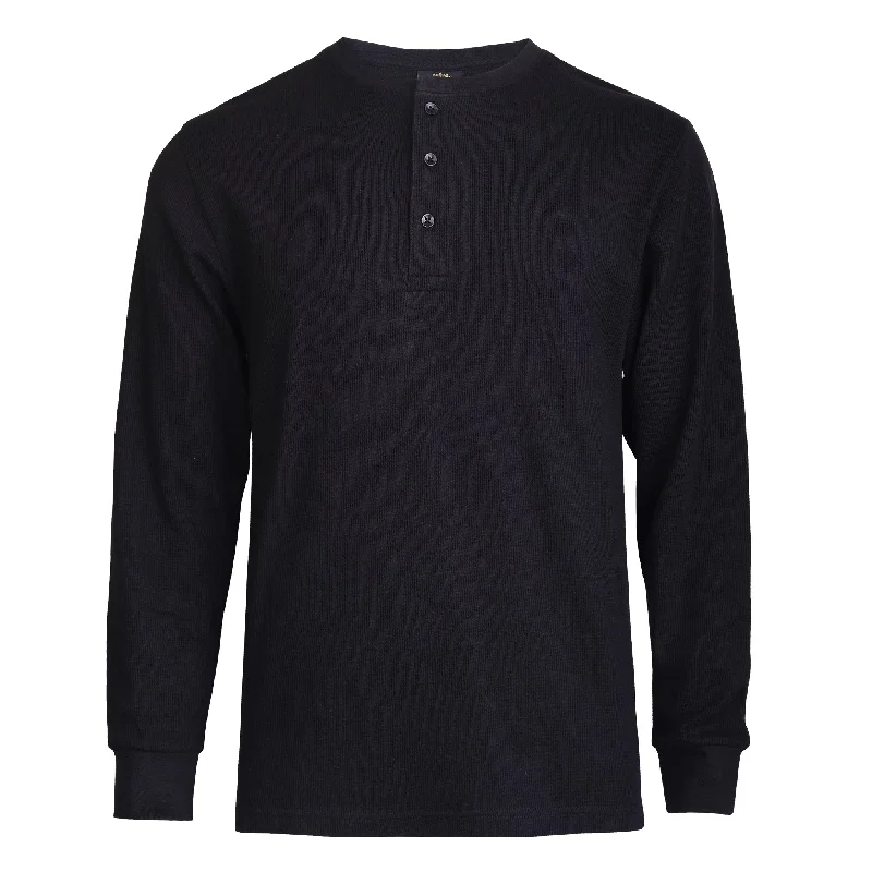 KNOCKER MEN'S WAFFLE-KNIT THERMAL HENLEY SHIRT (MHS100_BLACK) Cool Women's Distressed KNOCKER MEN'S WAFFLE-KNIT THERMAL HENLEY SHIRT (MHS100_BLACK) Cool Women's Distressed
