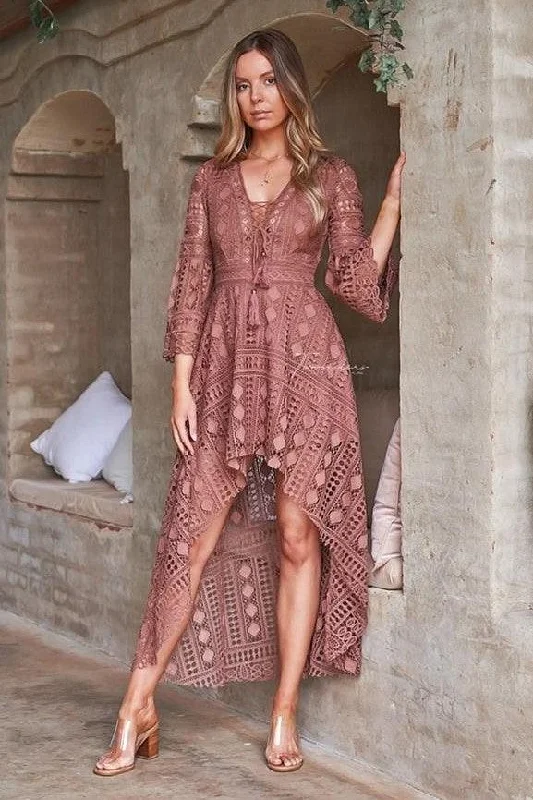 Boho High Low Dress - Mauve (Final Sale) Scandinavian