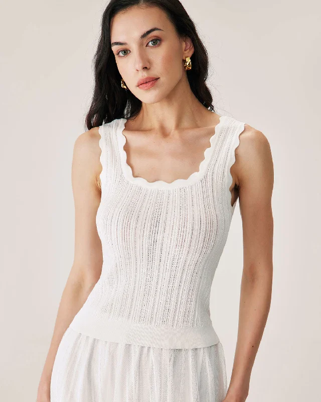 White Hollow Slim Tank Top Country
