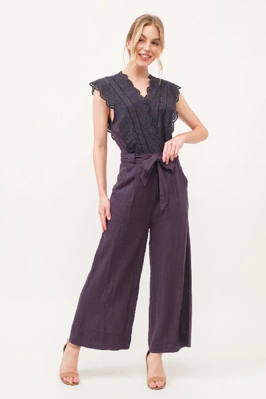 And The Why Laced Surplice Tie Waist Jumpsuit Laid - back Women's Vibe