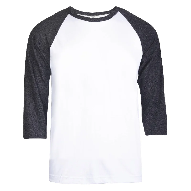 TOP PRO MEN'S 3/4 SLEEVE BASEBALL TEE (MBT001_C.GR/WHT) Elegant Women's Formal 