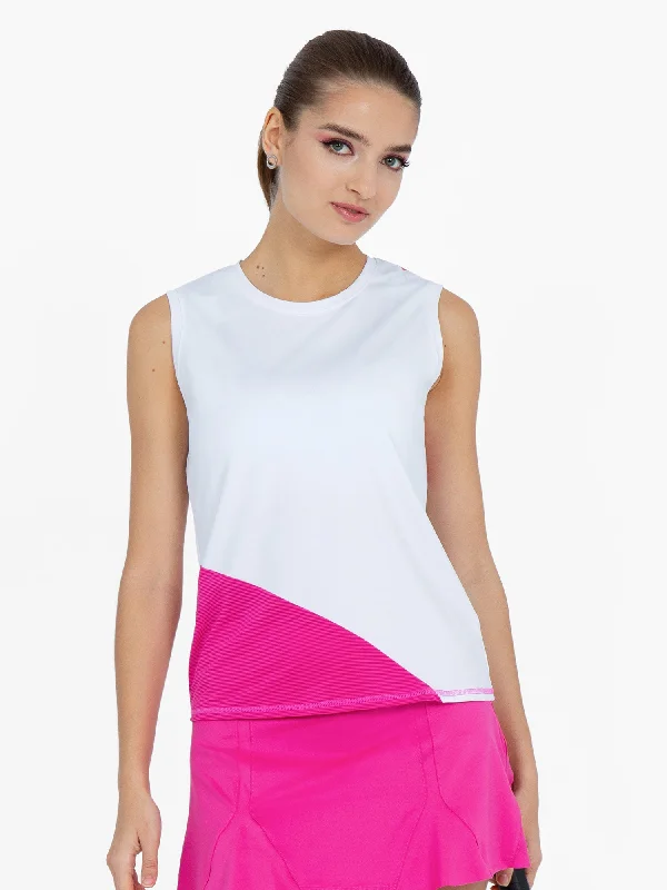 Sustainable Stylish Sofia Tank	- White/Pink Athletic Women's High - 