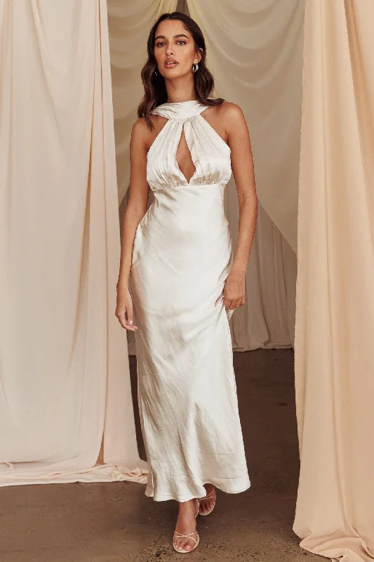 Starry Nights Cowl Back Maxi Dress Champagne Sustainable Organic