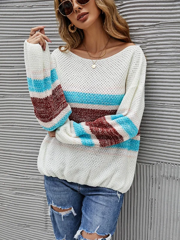 Color Block Boat Neck Knit Top performance