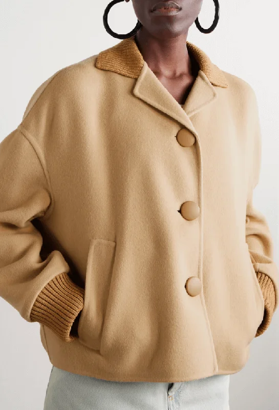 Wool-blend jacket Monochromatic Office Style