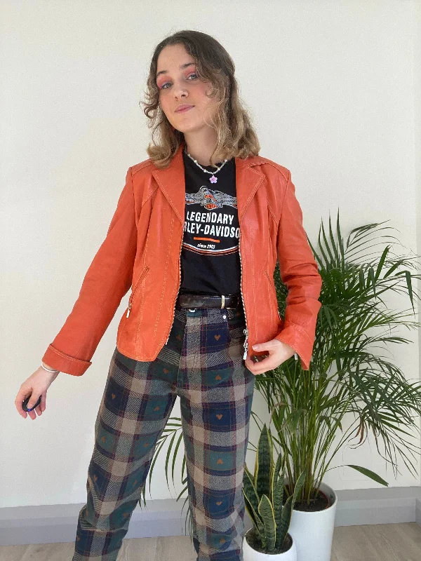 Vintage Orange Leather Jacket (S) Earthy Women's 