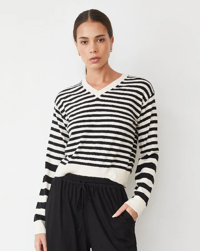 Lightknit Stripe V Neck Business