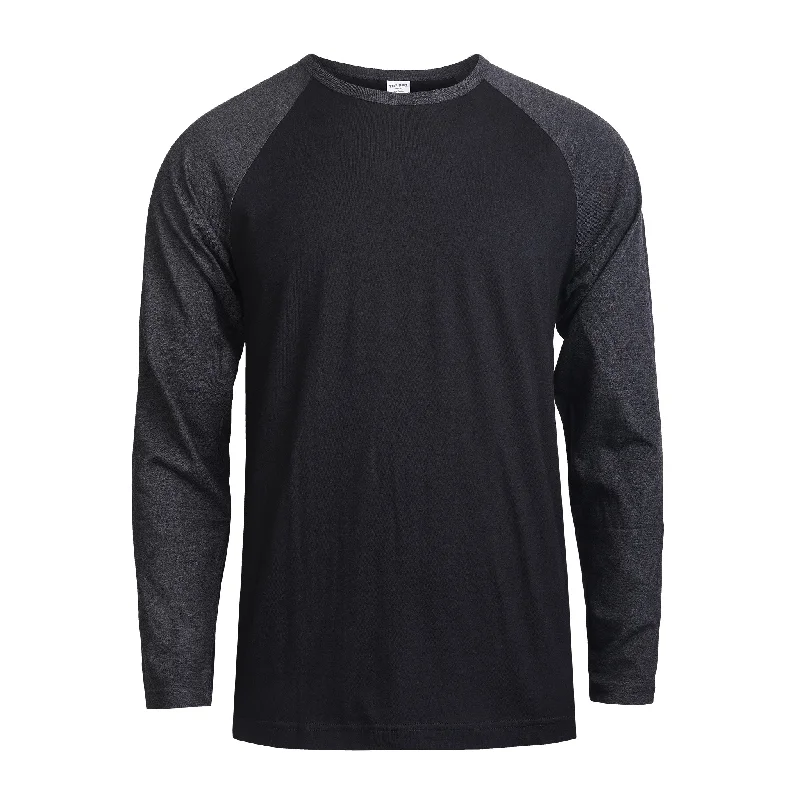 TOP PRO MEN'S LONG SLEEVE BASEBALL TEE (MBT002_C.GR/BLK) Laid - back Women's Style