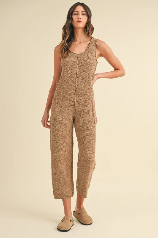 MABLE Sleeveless Knit Crop Jumpsuit with Pockets European