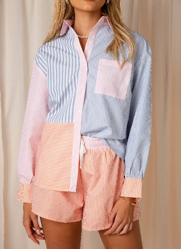 Livin' Cool Stripe 衬衫 - 海洋条纹 Unique Women's Upcycled