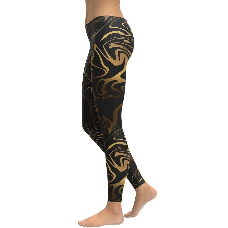 Black & Gold Leggings Women