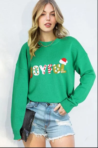 JOYFUL Round Neck Dropped Shoulder Sweater Modern Women's 