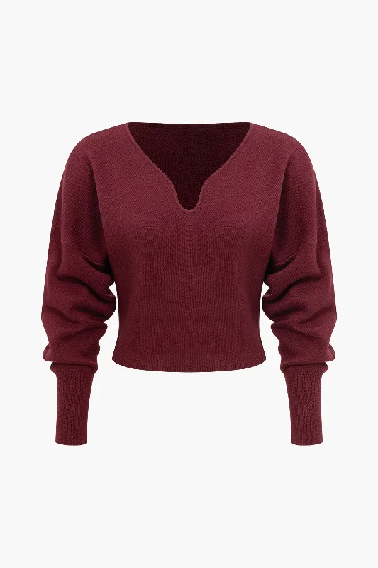 Basic Solid Knit Long-Sleeve Top Country