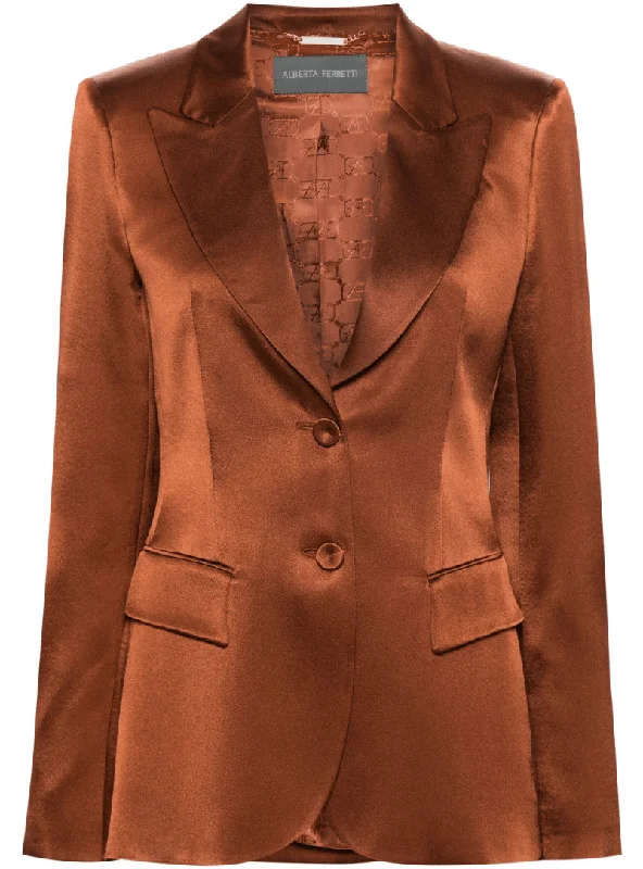 Brown satin blazer Vintage Women's 1970S 