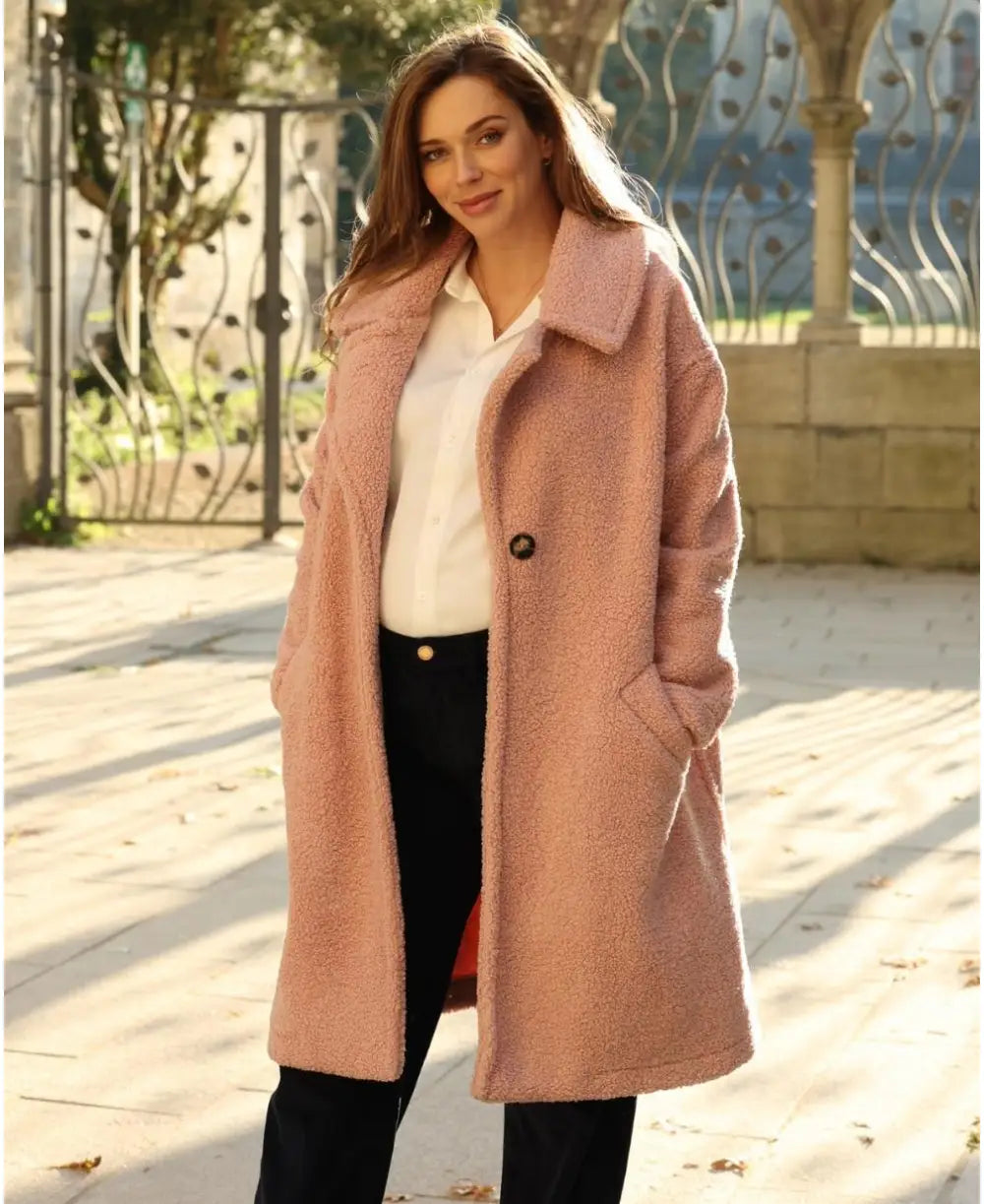 Pink Léonie long pregnancy coat Vintage Women's 1970S 