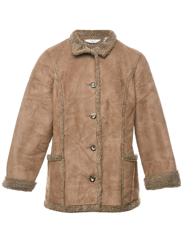 L.L. Bean Light Brown Shearling Lined Coat - M Artistic Women's Avant - 