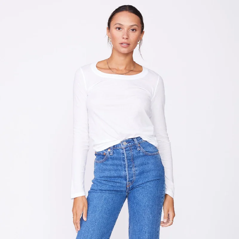 Super Fine Jersey Fitted Long Sleeve Crew Trendy Women's 