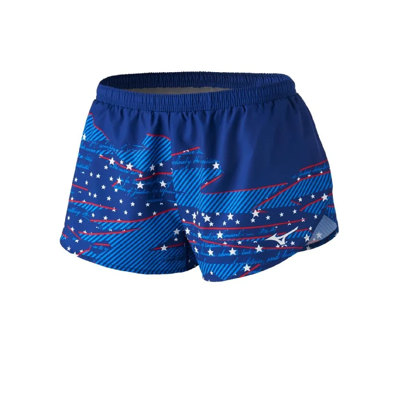 Mizuno Womens 2.5 Inch Drylite Athletic Workout Shorts, Blue, Medium Casual Women's Loose - fitting