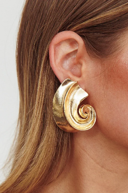 Calypso Spiral Shell Earrings Gold Vacation