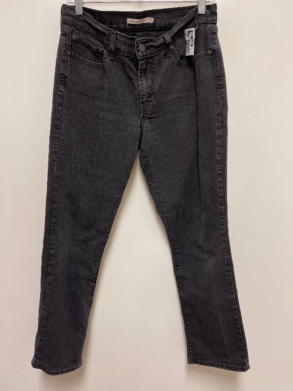 Jeans Straight By Levis In Black, Size: 8 Monochromatic Office Style