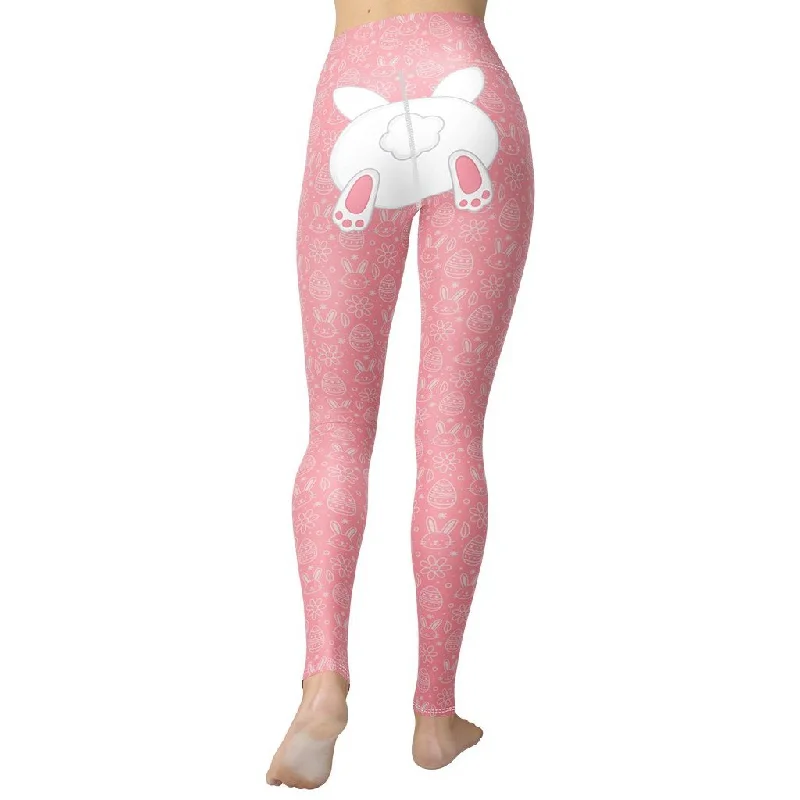 Bunny But* Easter Yoga Leggings (Pink) Sophisticated Women's 