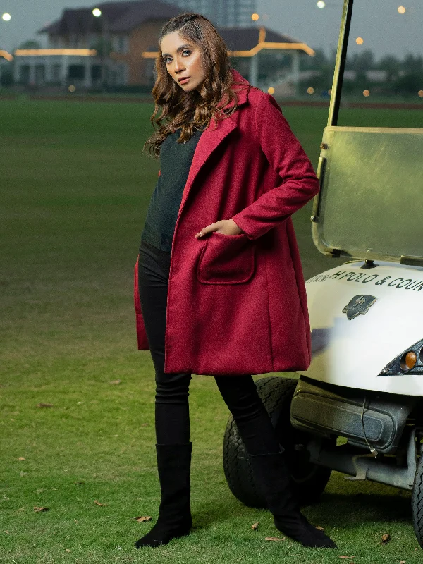 Belted Woolen Coat Bohemian Women's Free