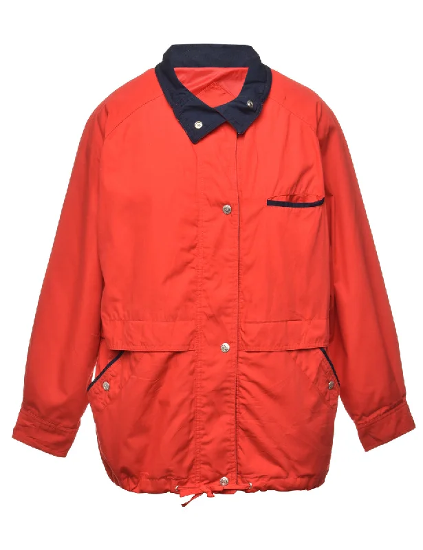 Red Contrasting Collar Jacket - S Feminine Women's Soft 
