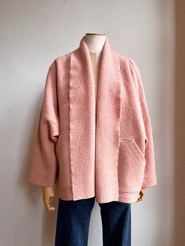 Pale Pink Wool Jacket Polished Women's Silk