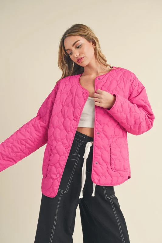 Hearts On Fire Quilted Heart Puffer Jacket Hip Women's Urban