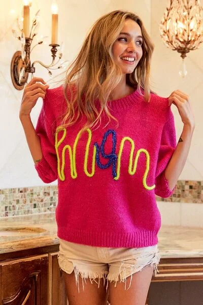 BiBi MOM Contrast Round Neck Sweater Contemporary 