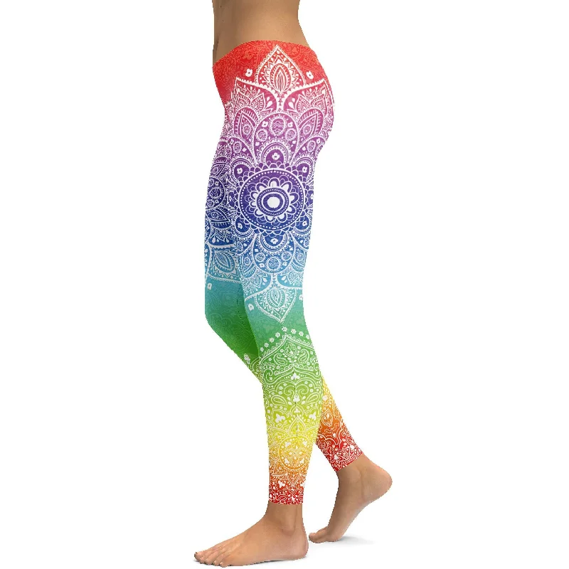 Rainbow Mandala Leggings Geometric