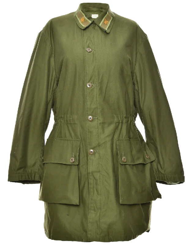 Green Faux Fur Lined Elasticated Waist Coat - L Sporty Women's Athleisure 