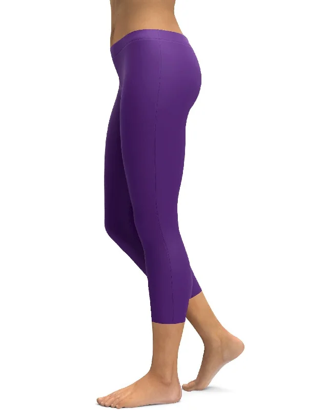 Solid Deep Purple Capris Disco