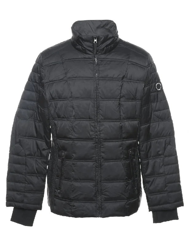 Nautica Black Zip-Front Puffer Jacket - XL Dapper Women's 1920S