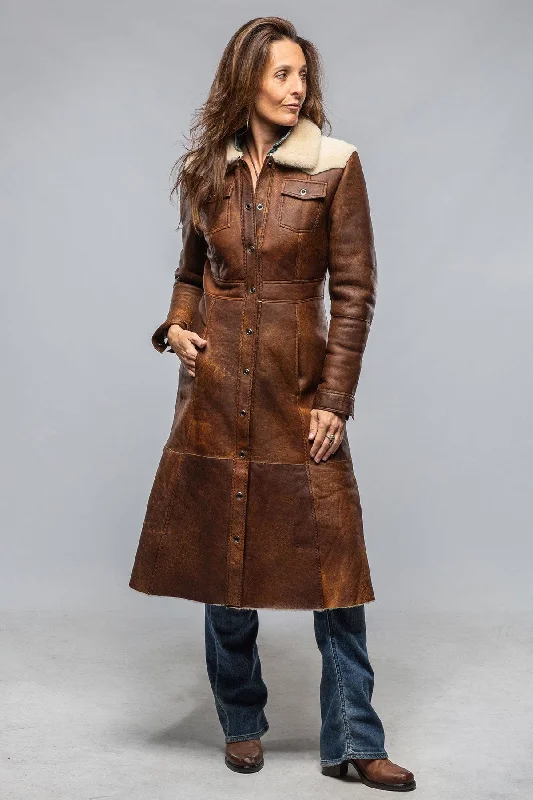 Keli Long Shearling Duster Sleek Women's Metallic
