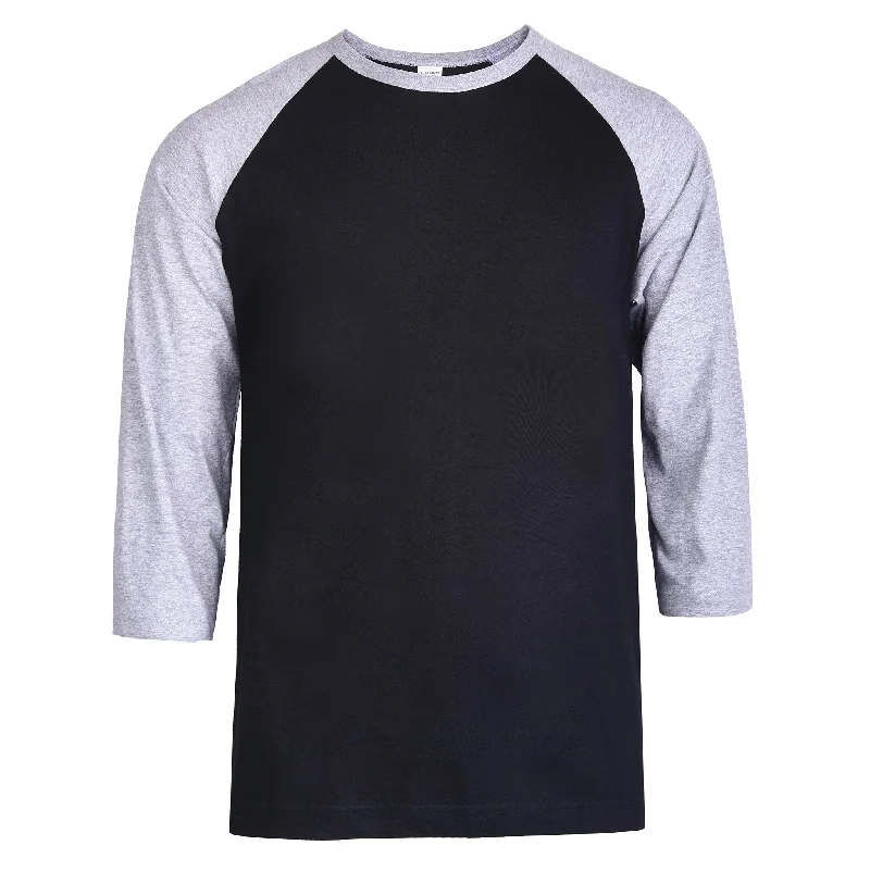 TOP PRO MEN'S 3/4 SLEEVE BASEBALL TEE (MBT001_H.GR/BLK) Vintage Women's 1970S 