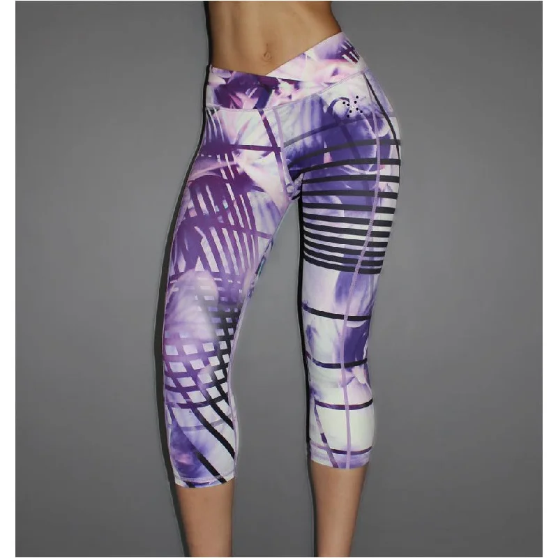 Orchid Print 3/4 Length Tights Earthy Women's Hemp - based