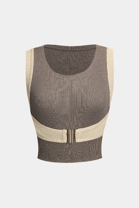 Knit Metallic Patchwork Tank Top Unique Women's Upcycled