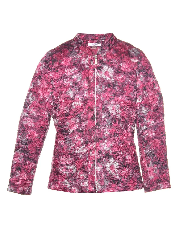 Zip Front Smocked Jacket - M Minimalist Women's Casual