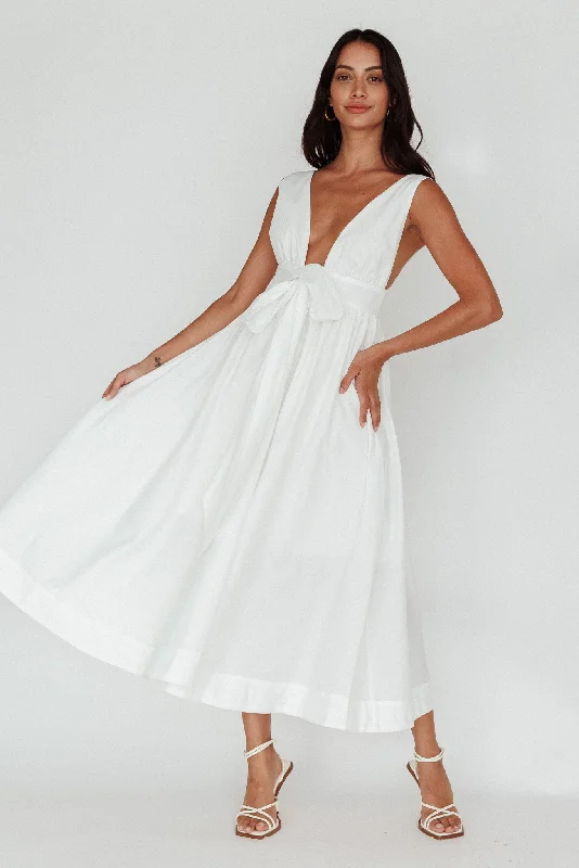 Indira Tied Bust Midi Dress Off White Refined Women's Velvet