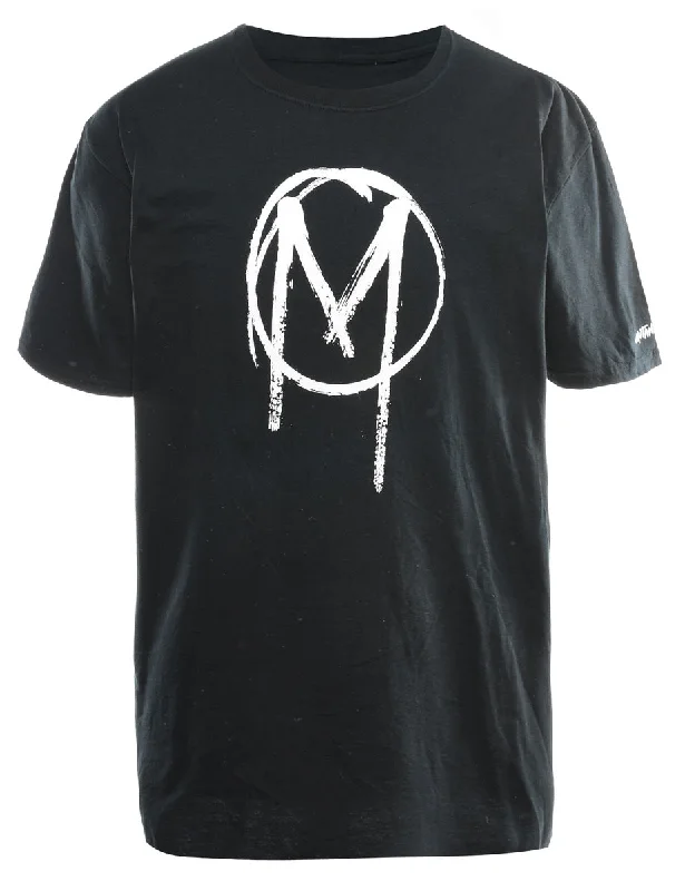 Black Printed T-shirt - M Streetwear Style for 