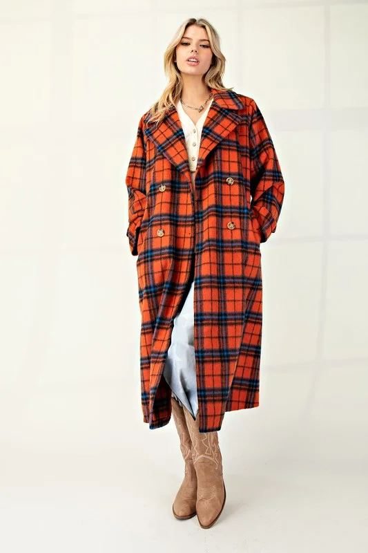 Ride On By Plaid Long Coat Dynamic Women's High - energy