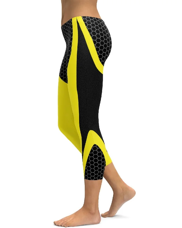 Yellow Honeycomb Carbon Capris Sharp Women's Italian
