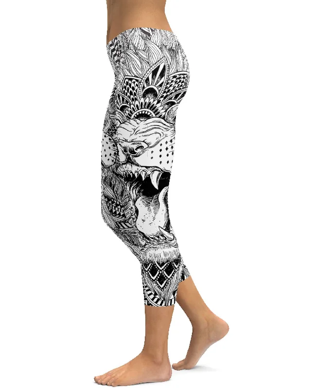 Zentangle Lion Capris Stylish Women's Neon