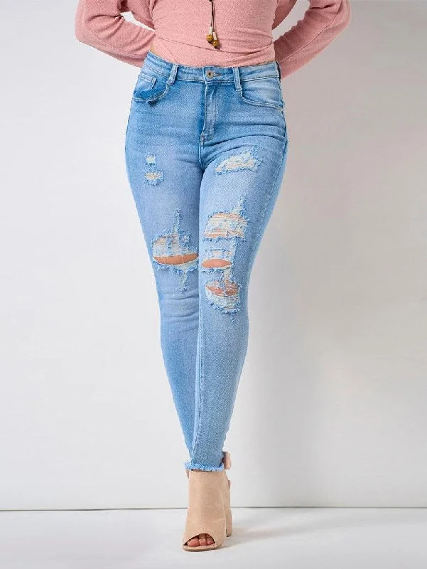 Jeans bleu 5 poches destroy Bold Women's Statement