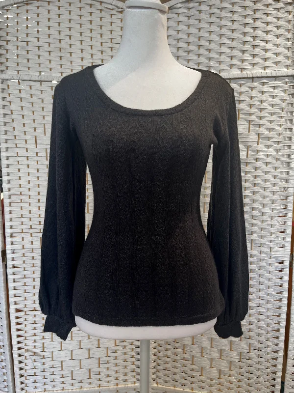 Grace Top - Pointelle, Heather Black Refined Women's Hand - crafted