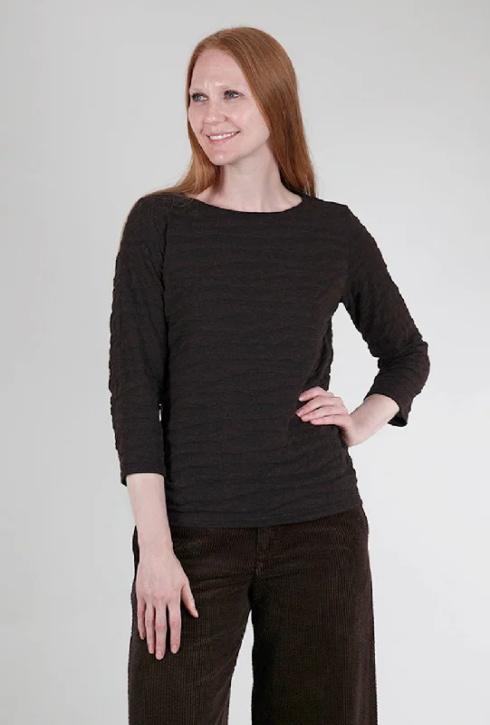 3/4-Sleeve Texture Boatneck Top, Mahogany Hip Women's Urban